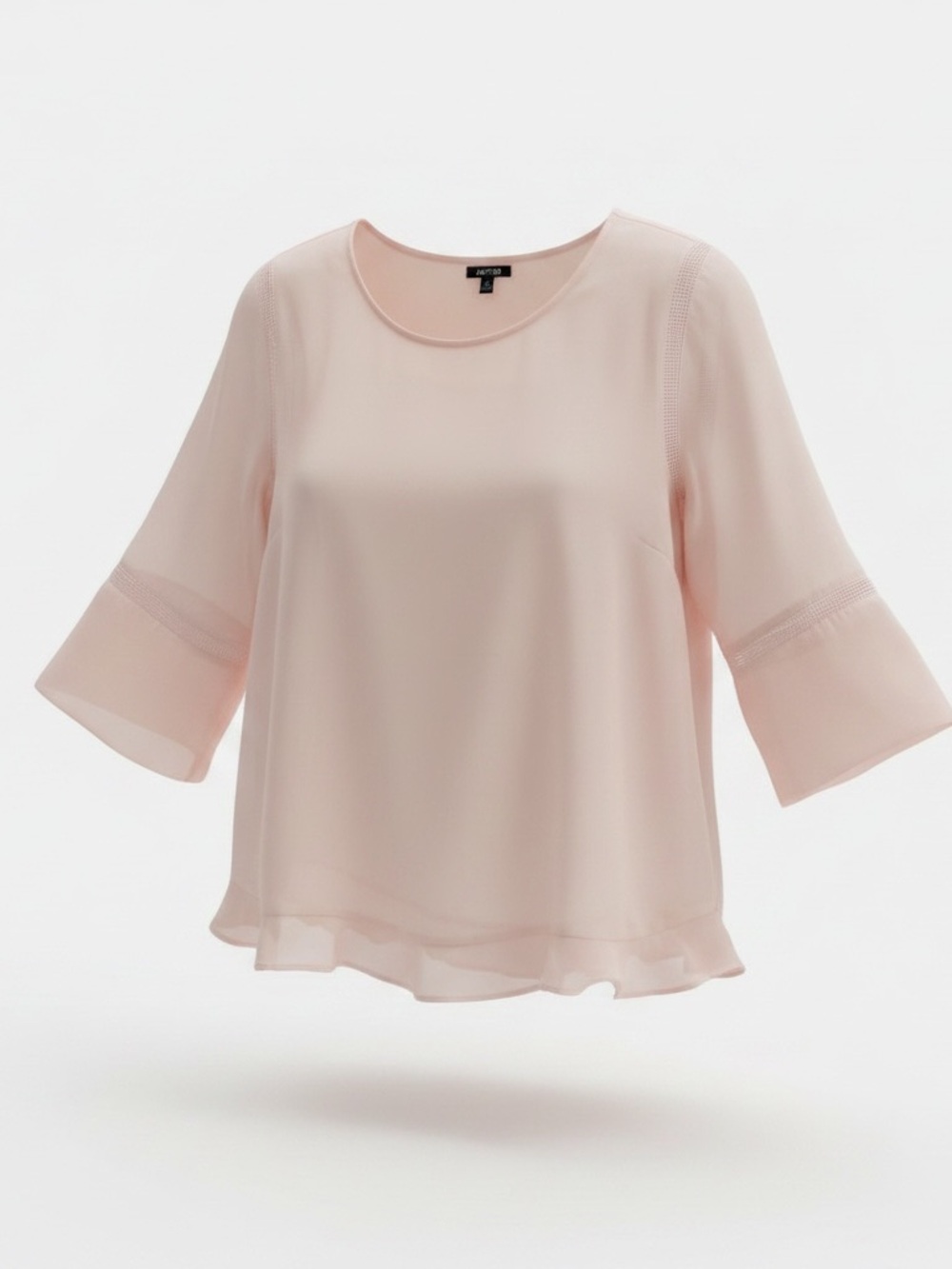 Apt. 9 Blouse Women’s XL Pale Pink Sheer Top Flowy 3/4 Sleeve Lightweight